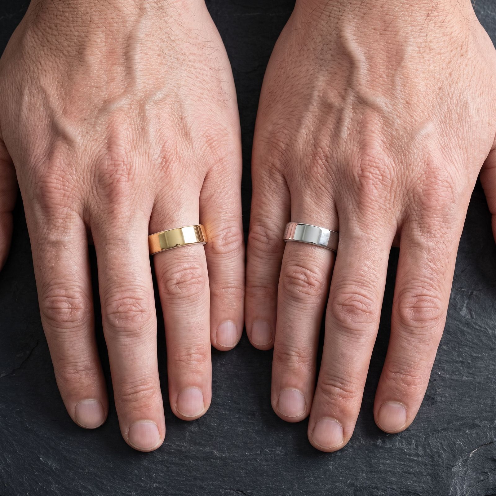 Two hands side by side, each wearing a Pulse ring